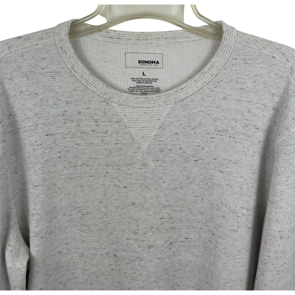 Sonoma Mens Heather Gray Thermal Waffle Knit Long Sleeve Shirt Size Large - Picture 3 of 6
